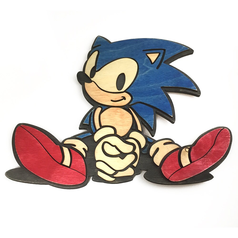 wooden sonic the hedgehog wall art etsy coloriage chauve-souris