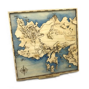 Game of Thrones Inspired Lasercut Wooden Topographic Map Essos image 2