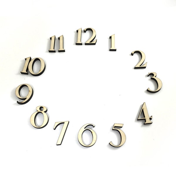 Lasercut Wood Clock Numbers (Variable Size)