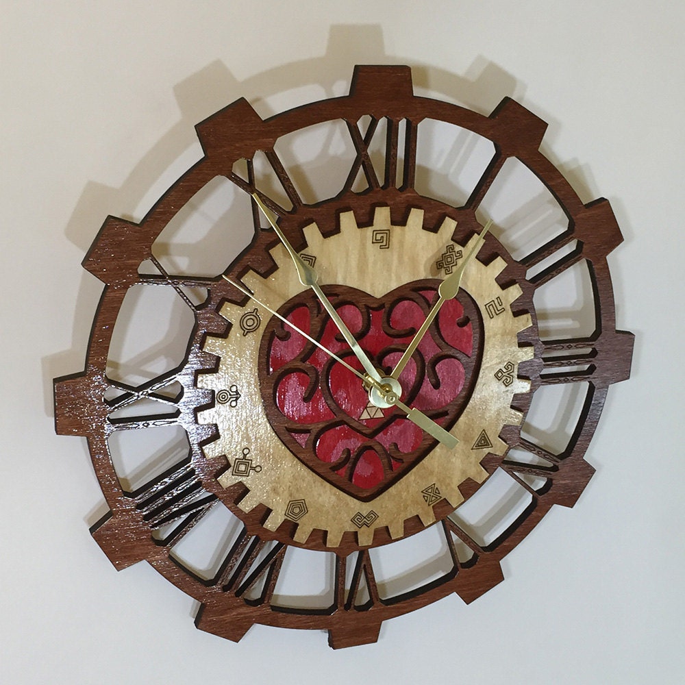 Legend of Zelda Heart Container and Timegate Gear Clock | Etsy