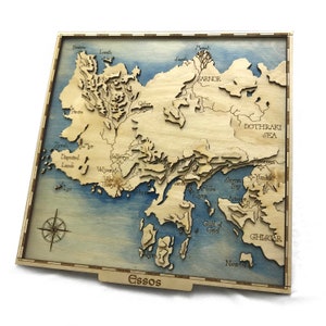 Game of Thrones Inspired Lasercut Wooden Topographic Map Essos image 1