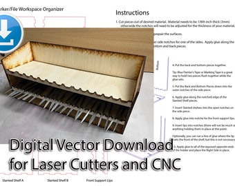 Lasercut CNC Vector Download - Desktop Organizer slanted pen marker metal file holder