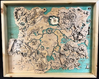 Handcrafted Hyrule Topographic Map – Breath of the Wild Inspired Wooden Map