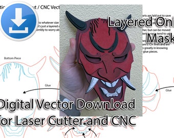 Lasercut/CNC Layered Oni Face Japanese Art