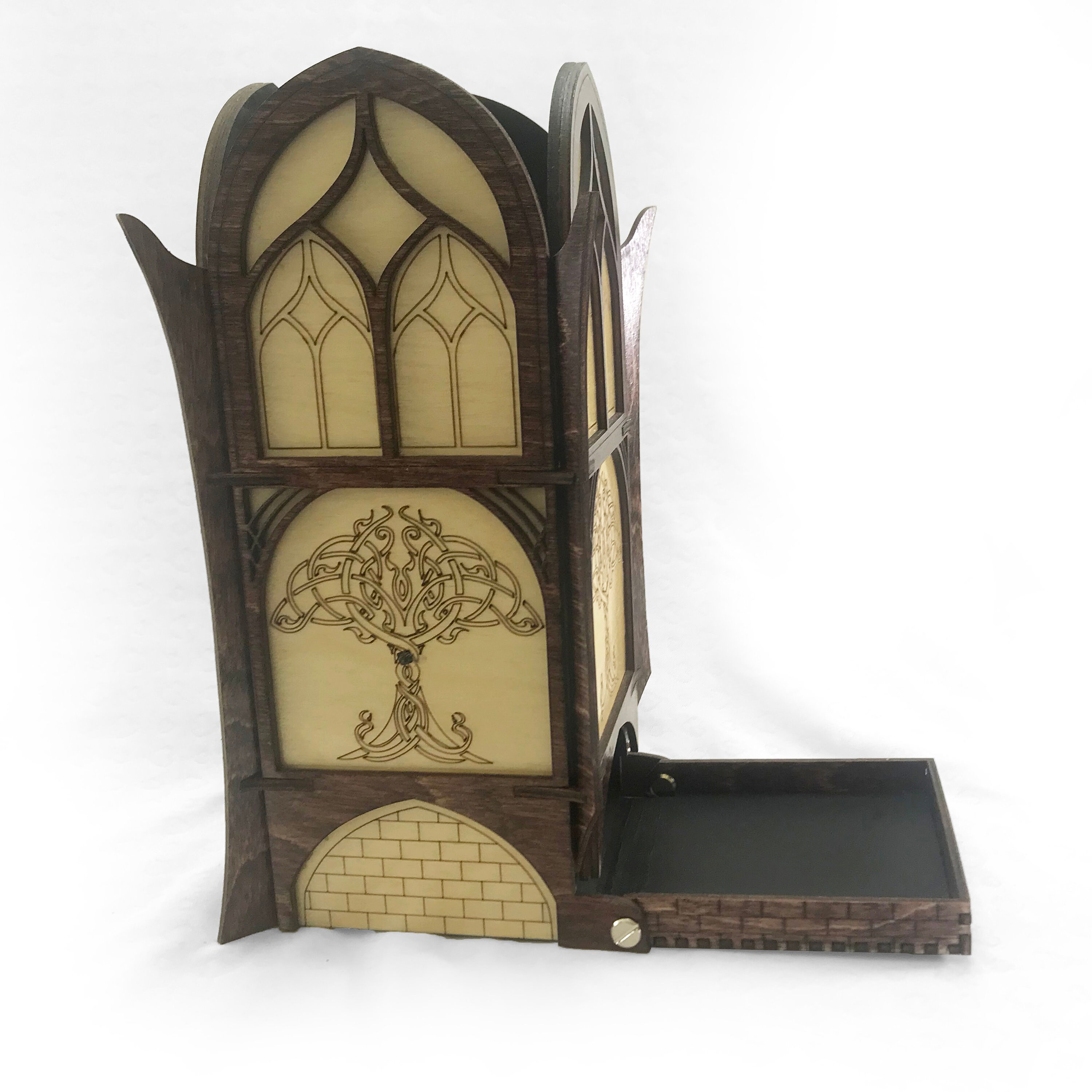 Elven Style Wooden Dice Tower Etsy