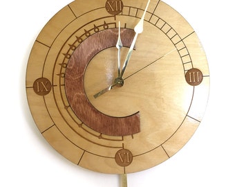 Wooden Chrono Trigger clock with swinging pendulum