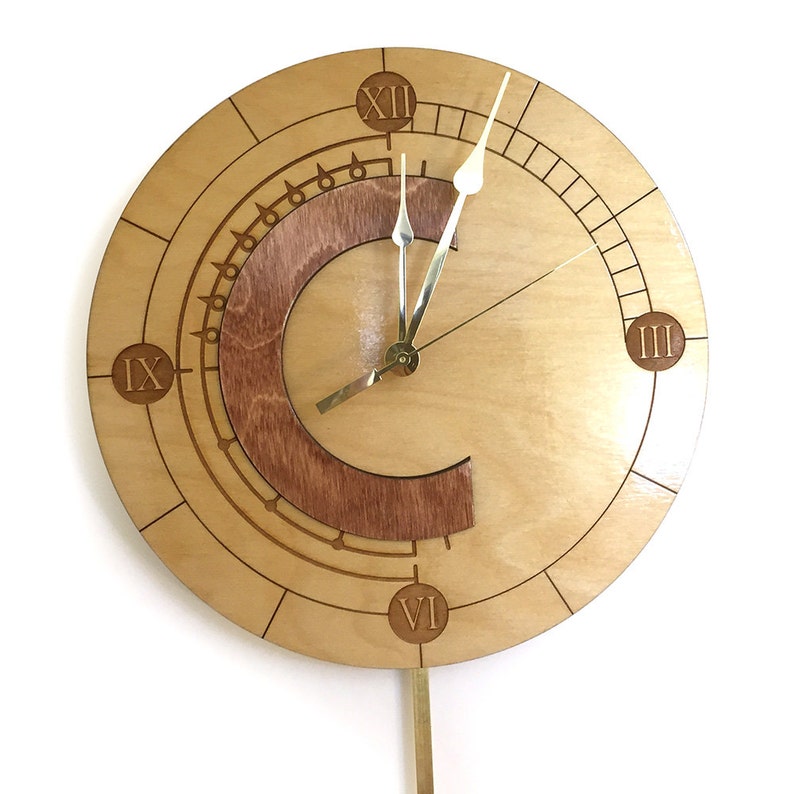 Wooden Chrono Trigger clock with swinging pendulum image 2