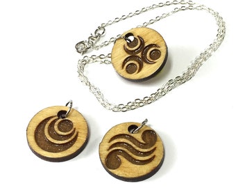 Zelda laser etched wooden pendants of virtue