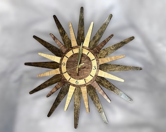 Large Sunburst Starburst Wall Clock