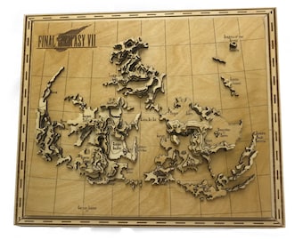 Final Fantasy VII Laser Cut Topographic Map
