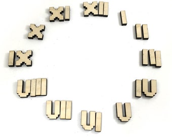Lasercut Minecraft/pixel font Clock Roman Numerals