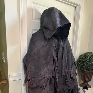 Distressed layered black/grey full cloak and tunic