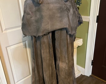 Distressed full cloak with yoke