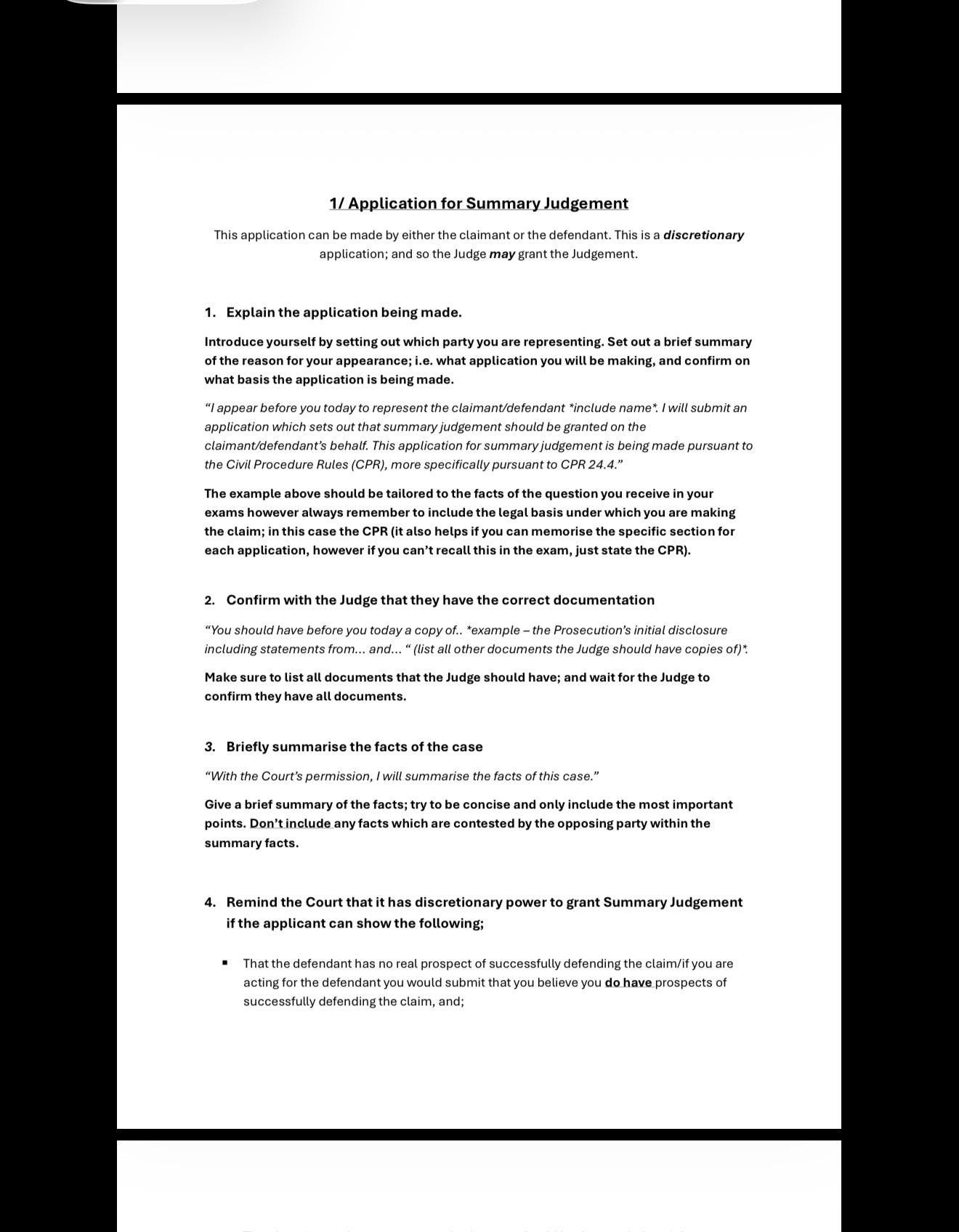 SQE2 Civil Advocacy Structure Notes - Oral Submissions and Model ...