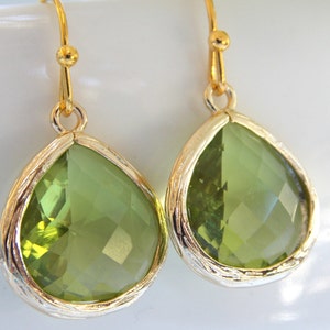 Wedding Jewelry, Bridesmaid Jewelry, Apple Green, Peridot, Green Apple, Green, Bridesmaid Gifts, Drop, Gold Earrings, Dangle, Wedding Gifts