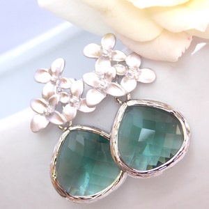 Wedding Jewelry, Teal Earrings, Aqua, Green, Bridesmaids Gift, Bridesmaid Jewelry,Dangle, Drop, Wedding Gifts,Silver,Bridesmaids Gifts, Post