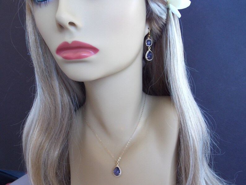 Bridesmaid Jewelry Set Purple Earrings and Necklace Set Etsy
