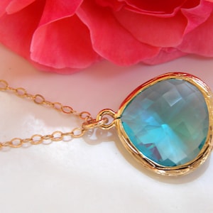 Wedding Jewelry, Aquamarine Necklace, Aqua Blue, Mint Blue, Ligth Blue, Bridesmaid Jewelry, Necklace, Gold Filled, Wedding Gifts, Pendant