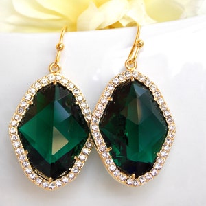 Wedding Jewelry, Emerald Green, Deep Green Earrings, Brides Gifts,Bridesmaids Jewelry, Bridesmaids Gifts, Silver, Gold,Teardop,Dangle,Drop image 3