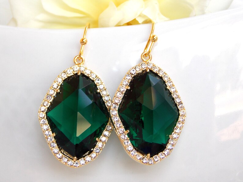 Wedding Jewelry, Emerald Green, Deep Green Earrings, Brides Gifts,Bridesmaids Jewelry, Bridesmaids Gifts, Silver, Gold,Teardop,Dangle,Drop image 3