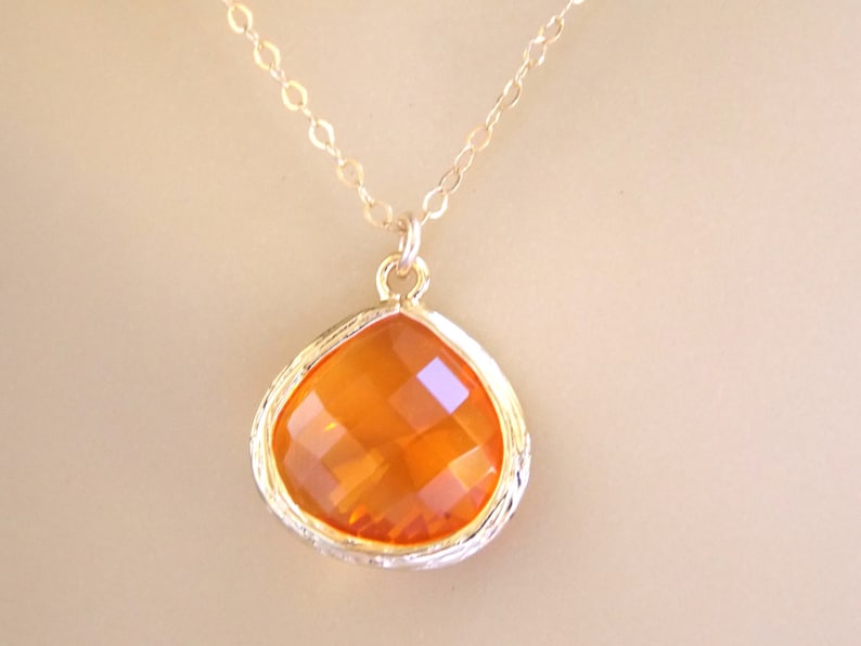 Wedding Jewelry Orange Necklace Gold Tangerine Carnelian Etsy