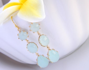 Wedding Jewelry, Mint Earrings, Gold, Aqua Mint Earrings, Bridesmaid Jewelry, Bridesmaids Earrings, Dangle, Long Earrings, Wedding Earrings