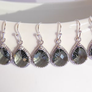 Wedding Jewelry, Bridesmaid Jewelry, Grey Earrings, Charcoal, Gray, Bridesmaid Jewelry, Bridesmaid Earrings, Drop, Silver Earrings, Dangle
