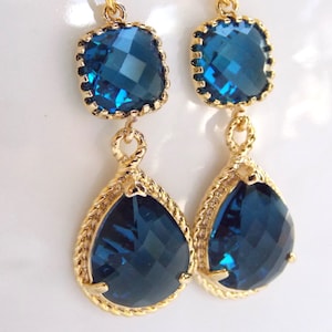 Wedding Jewelry, Navy Blue Earrings, Montana Blue, Gold, Dark Blue,Blue,Bridesmaid Jewelry,Bridesmaids Earrings,Dangle,Gifts,Bridesmaids Gif