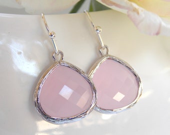 Wedding Jewelry, Bridesmaid Jewelry, Ice pink Earrings, Soft Pink, Light Pink  Earrings, Bridesmaid Gifts, Drop, Silver, Dangle, Bride Gifts
