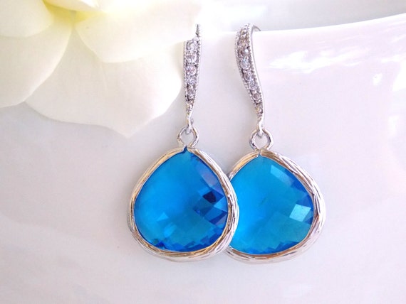 Wedding Jewelry Blue Sapphire Earrings SilverCapri Royal | Etsy