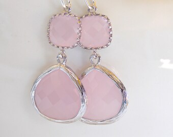 Wedding Jewelry , Ice Pink Earrings, Silver, Pink, Soft Pink, Pale Pink, Bridesmaid Gifts, Bridesmaid Jewelry, Dangle, Drop, Wedding Gifts
