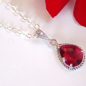 Bridesmaid Jewelry, Fuchsia Necklace,Hot Pink,Fuschia Silver,Dark Pink,Cubic Zirconia,Wedding Jewelry,Bridesmaid Gifts,Pendant,Wedding Gifts