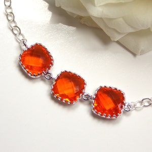 Wedding Jewelry, Orange Bracelet,Tangerine, Sterling Silver Bracelet,Bridesmaid Jewelry, Bridesmaid Bracelet,Bridesmaids Gift, Wedding Gifts