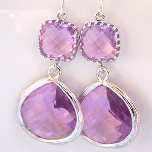Wedding Jewelry, Lavender Earrings, Lilac, Violet, Purple, Gift, Bridesmaid Jewelry, Dangle, Drop, Wedding Gifts, Silver, Bridesmaids Gifts