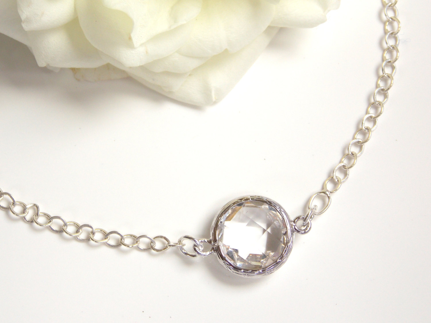 Wedding Jewelry, Clear Bracelet, Crystal Bracelet, Sterling Silver Bracelet,Transparent, Bridesmaid Jewelry, Brides Gifts,Bridesmaids Gifts,