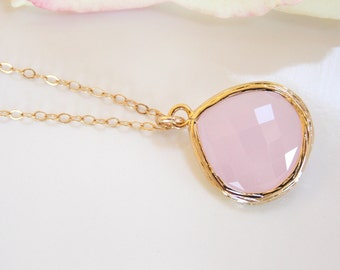 Bruiloft sieraden, Ice Pink Ketting, Goud, Zacht Roze, Lichtroze, Bruidsmeisje sieraden, goud gevuld, bruidsmeisjes Geschenken, Hanger, Wedding Gifts