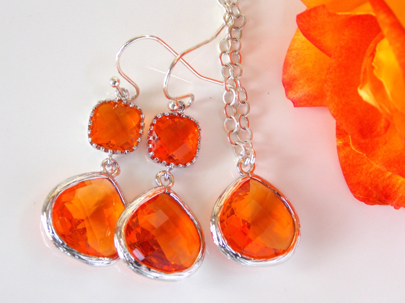 Wedding Jewelry Bridesmaids Set of Earrings and Necklace Etsy