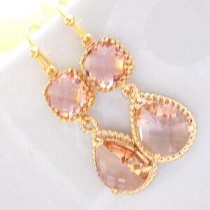 Wedding Jewelry, Peach Earrings, Champagne, Gold, Blush,Bridesmaid Jewelry,Bridesmaids Gifts,Bride Gifts,Dangle,Wedding Earrings,Bridesmaids