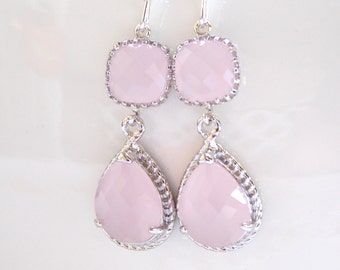 Wedding Jewelry, Ice Pink Earrings, Soft Pink, Silver, Light Pink, Pink, Bridesmaid Jewelry, Wedding Gifts, Dangle, Wedding Earrings, Gifts