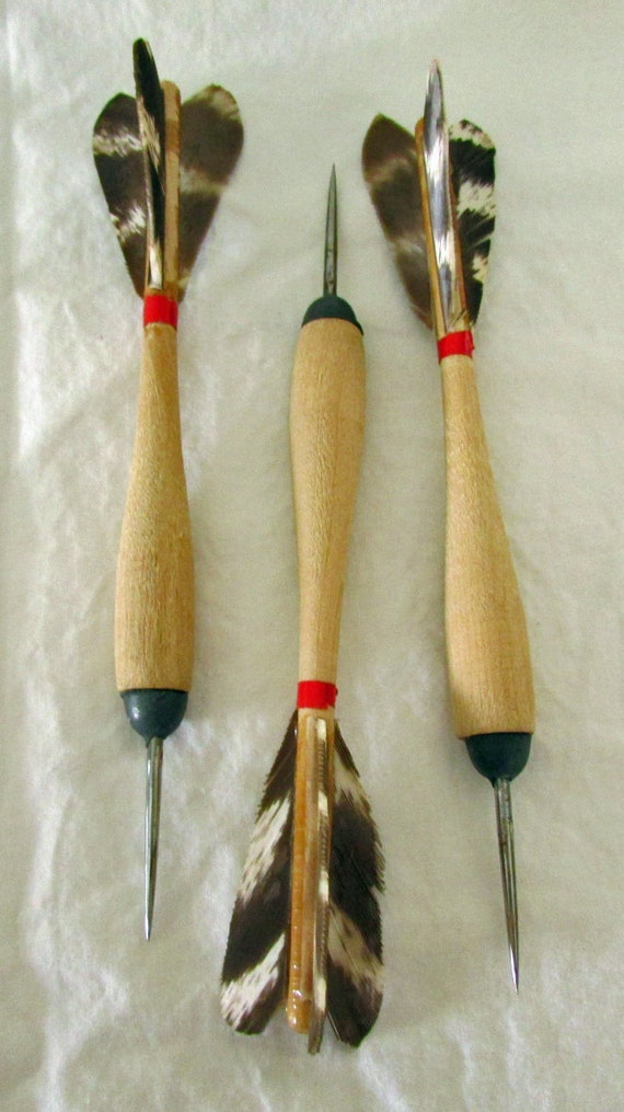 E & C 1 Turkey Feather Darts with stand and box Etsy