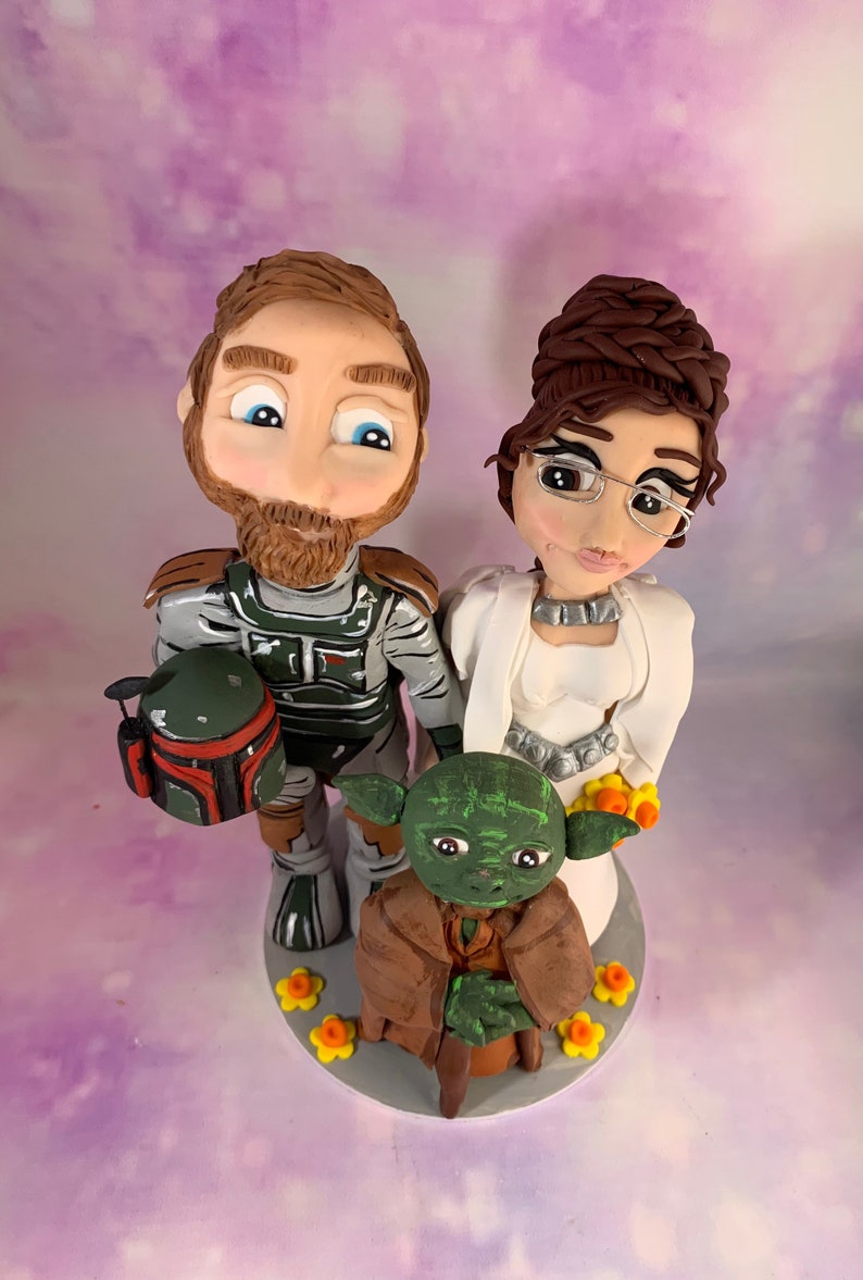 Star Wars Wedding Cake Topper Boba Fett Princess Leia Etsy