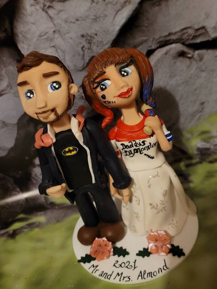 Personalised Wedding Cake Topper Bride And Groom Same Sex Wedding Suicide Squad Harley Quinn Batman Themed Personalised Wedding Cake Topper Bride And Groom Same Sex Wedding Suicide Squad Harley Quinn Batman Themed