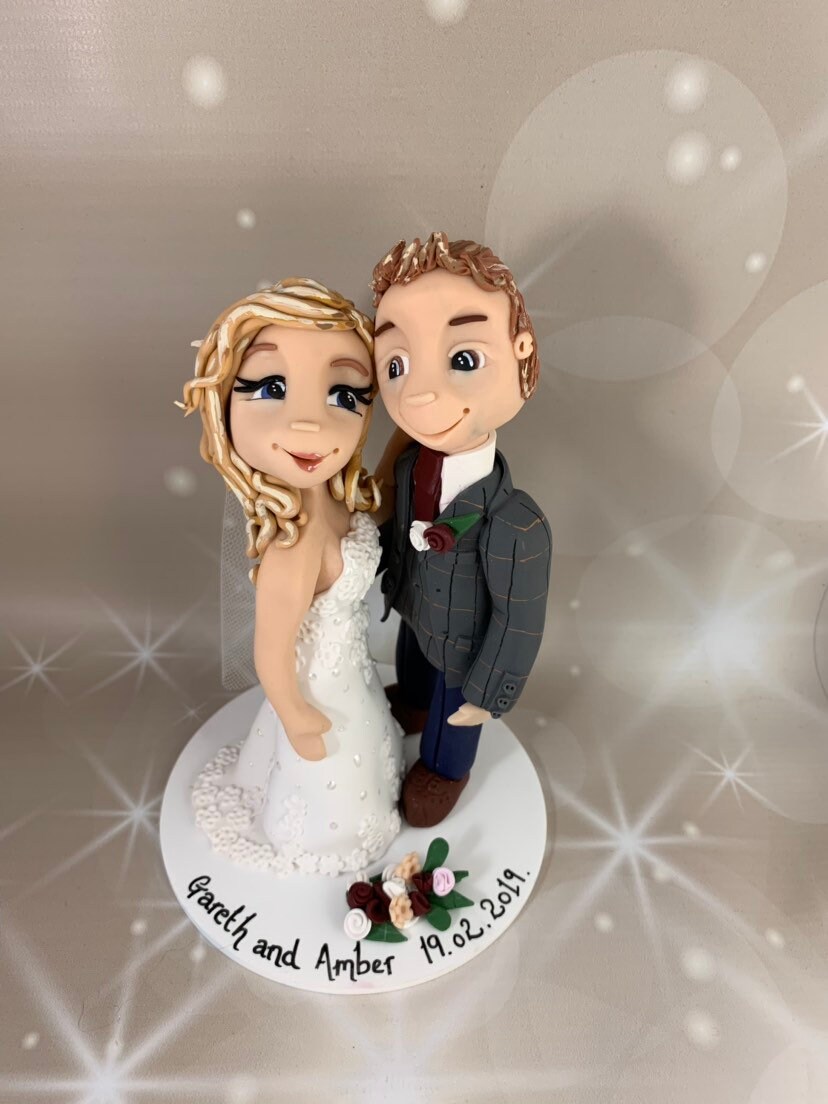 Personalised Wedding Cake Topper Bride And Groom Hugging
