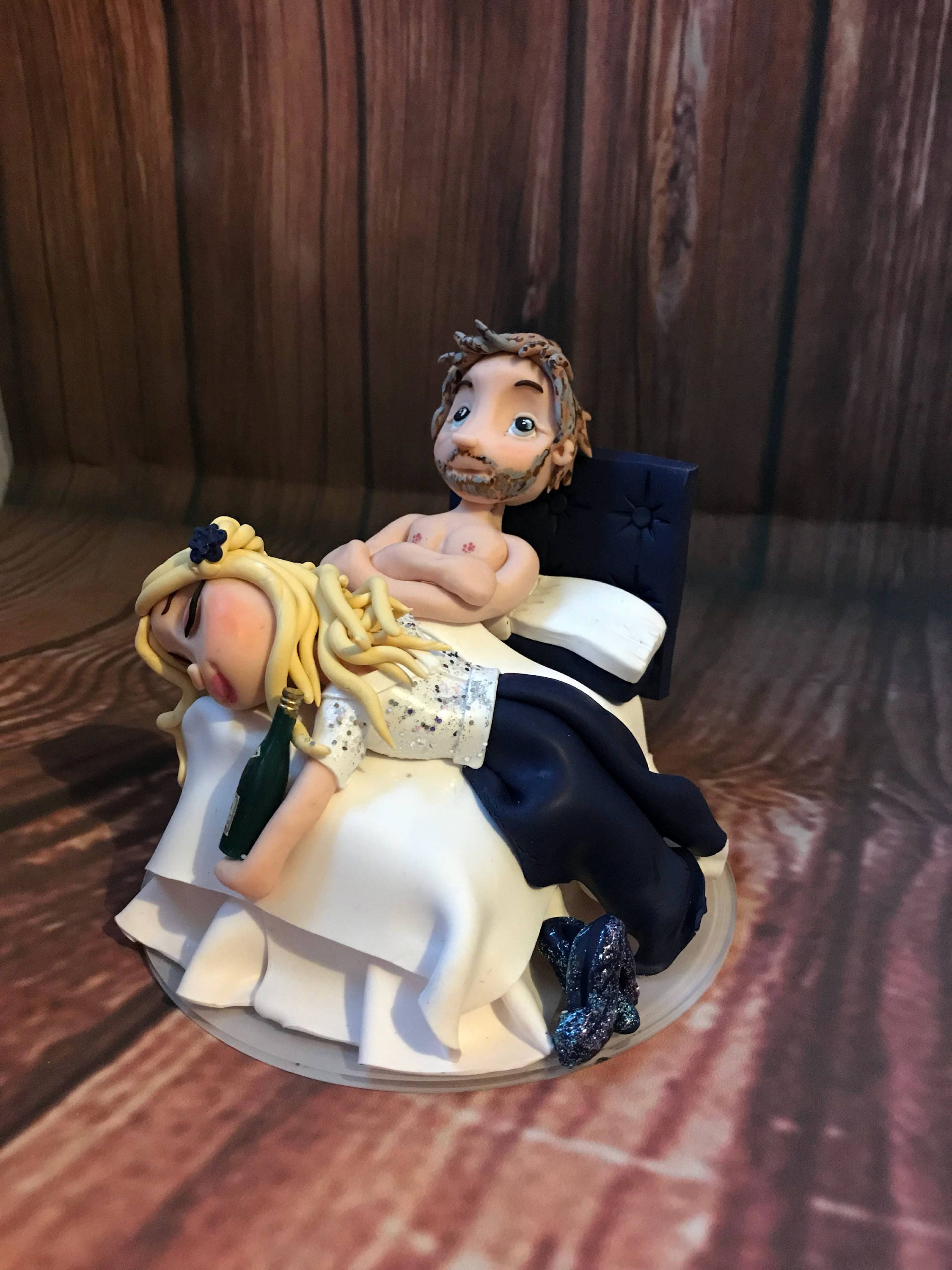Drunk Bride And Groom Personalised Wedding Cake Topper