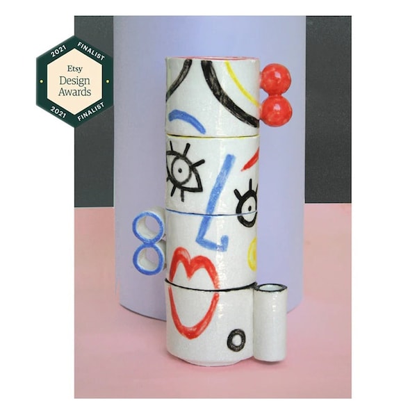 PUZZEL MOKKEN / Coffee Set /Etsy Design Awards 2021 Finalist/ Espresso set van 4 / Coffee mugs/ Eclectic Home Decor for Colourful Kitchen