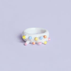 Mamuna Ring / SIAMESE TWIN STUDIO/ Unique Porcelain Ring /  Ceramic Jewelry /Ornamental Multicolour Ring/ Colorful Statement Ring in Pastels