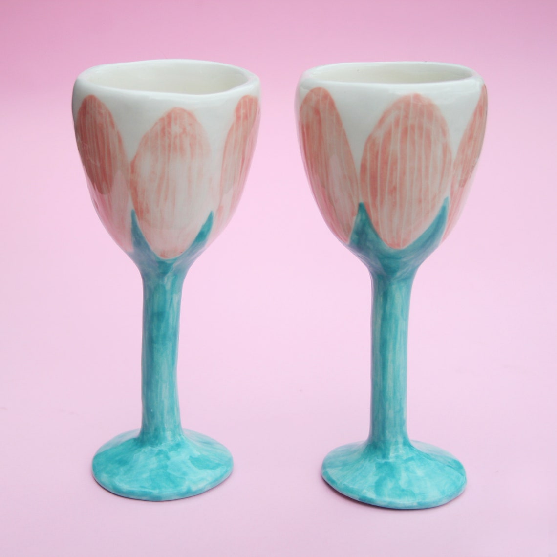 CERAMIC GOBLETS/ Different Patterns/ Ceramic Wine Glasses/ Etsy