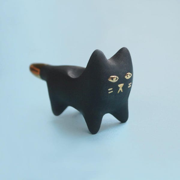 CAT PIPE / BLACK Cat Ceramic Smoking Pipe / Porcelain Pipes for smoking/ Siamese Twin Studio