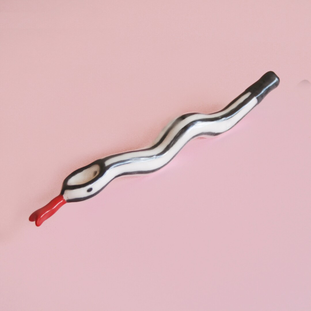 SNAKE PIPE / Black Stripes /ceramic Smoking Pipe / Porcelain Etsy