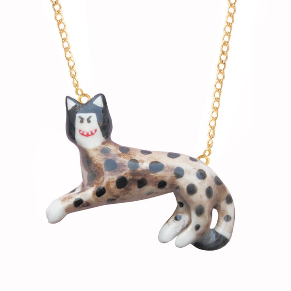 LEOPARD NECKLACE Panthera Necklace Ceramic Jewelry Cat Jewelry Freaky Oddities Funny Necklace Pop Art Animal Jewelry Leopard Dots